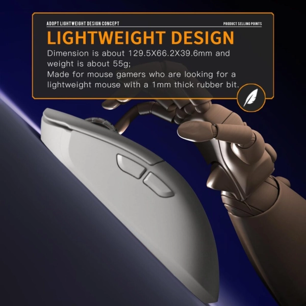 Бездротова ігрова миша Darmoshark M3 Tri-Mode 2.4G/USB-C/Bluetooth Біла