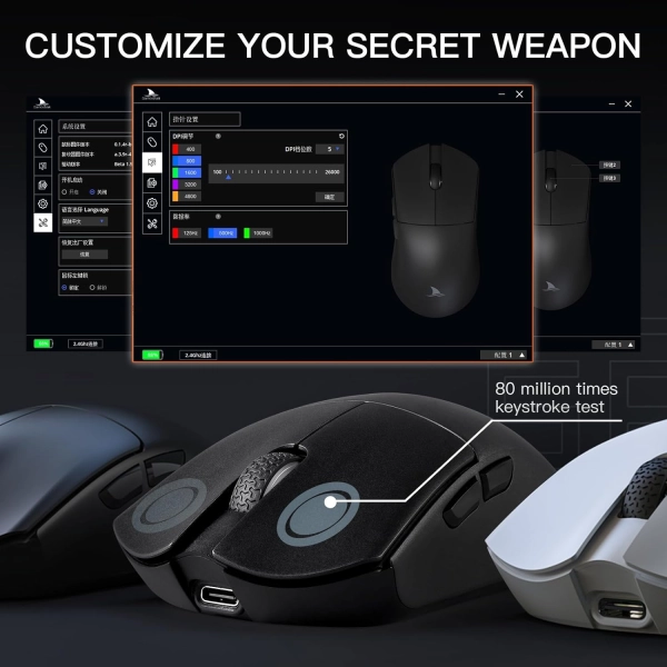 Darmoshark M3 трирежимна 2.4G/USB-C/Bluetooth PAW3395 Чорна Бездротова ігрова миша