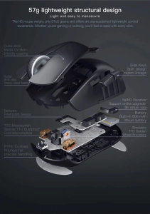 Бездротова ігрова миша Darmshark N5 Nordic N52840 PAM3395 Чорна