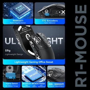 ATTACK SHARK R1 PAW3311 Бездротова/дротова ігрова миша