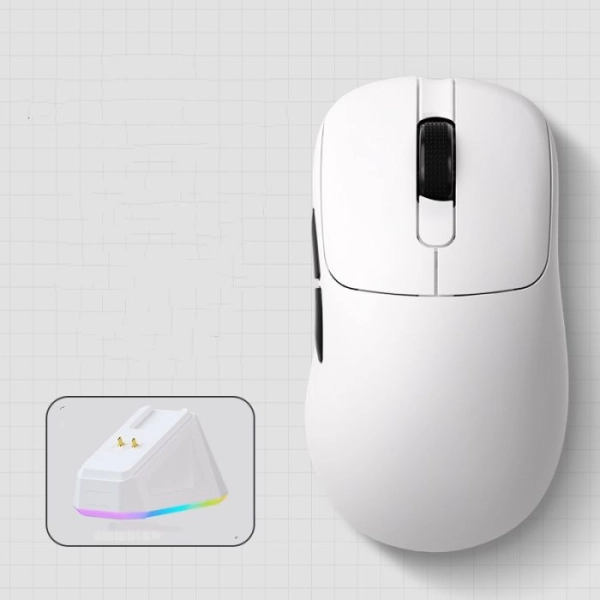 Бездротова ігрова миша RGB AJAZZ AJ179P PAW3395 з магнітною зарядною базою біла