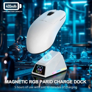 Бездротова магнітна миша Ajazz AJ159 APEX PAW3950 400 мАч RGB Біла