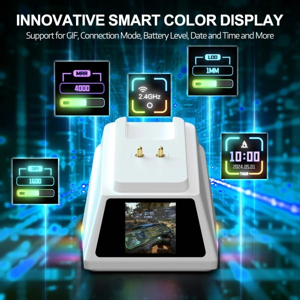 Бездротова магнітна миша Ajazz AJ159 APEX PAW3950 400 мАч RGB Біла