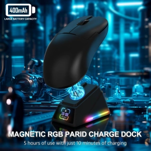 Бездротова магнітна миша Ajazz AJ159 APEX PAW3950 400 мАч RGB Чорна