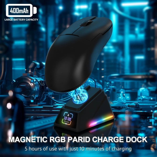 Бездротова геймерська миша Ajazz AJ179 APEX PAW3950 400 мАч RGB Чорна