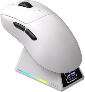 Бездротова магнітна миша Ajazz AJ179 APEX PAW3950 400 мАч RGB Біла