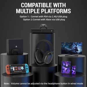 ATTACK SHARK L80 Легка бездротова ігрова гарнітура BT/2.4G/ 40 мм динаміки,Чорна