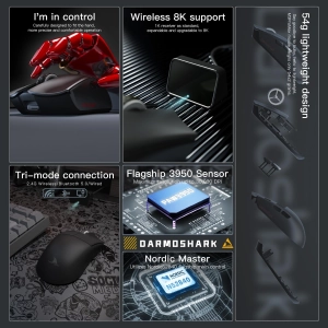 Darmoshark M3 PRO MAX PAW3950 Tri-Mode 2.4G/USB-C/Bluetooth Чорна