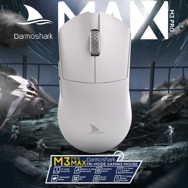 Darmoshark M3 PRO MAX PAW3950 Tri-Mode 2.4G/USB-C/Bluetooth Біла