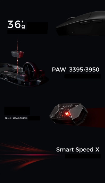 VXE MAD R MAJOR PAW3950 Wireless 8K, Black