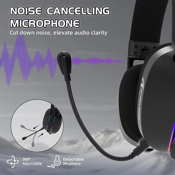 Трирежимна гарнітура ATTACK SHARK L90 BT/2.4G/ 40 мм динаміки,Чорний колір