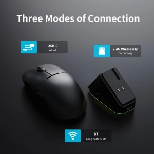 Трирежимна мишка Ajazz AJ159 PRO PAW3395 2.4G 26000 DPI RGB Black