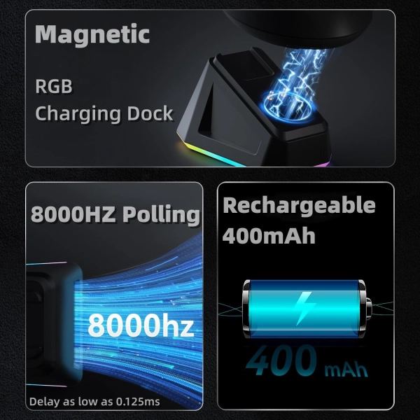 Трирежимна мишка Ajazz AJ159 PRO PAW3395 2.4G 26000 DPI RGB Black