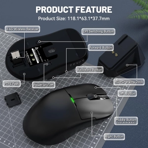 Ajazz AJ159P PAW3395 2.4G 26000 DPI RGB Black