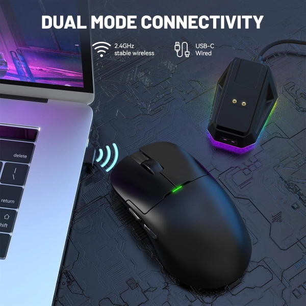 Ajazz AJ159P PAW3395 2.4G 26000 DPI RGB Black