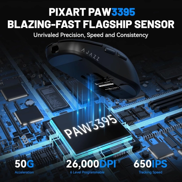 Ajazz AJ159 PAW3395 2.4G 26000 DPI Бездротова миша Білого кольору