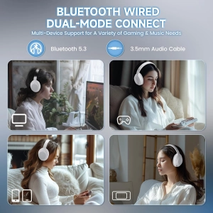 Гарнітура ігрова ATTACK SHARK G300 BT/2.4G/ 40 мм динаміки,Біла