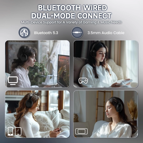 Гарнітура ігрова ATTACK SHARK G300 BT/2.4G/ 40 мм динаміки,Чорна