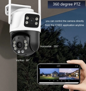 Зовнішня IP WiFi камера QEARIM EP6+QQ-6M 3+3MP icsee Dual Lens Автостеження за людиною