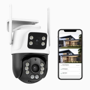 Зовнішня IP WiFi камера QEARIM EP6+QQ-6M 3+3MP icsee Dual Lens Автостеження за людиною