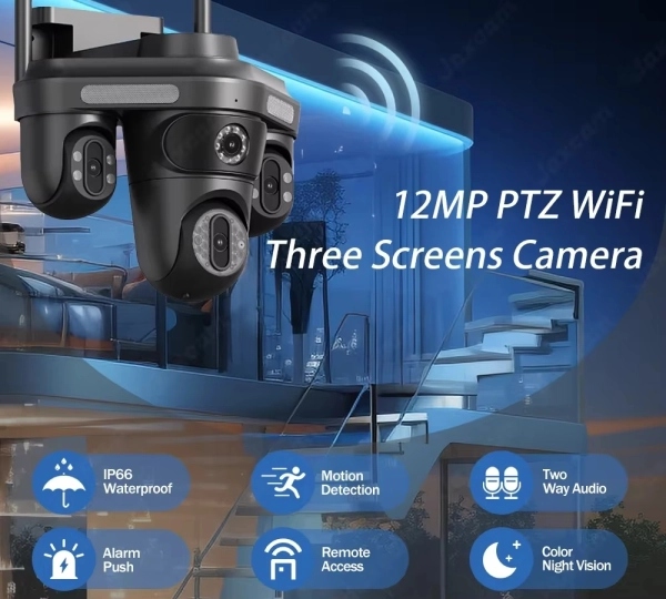 Зовнішня 12 MP IP камера Overscam Три об'єктива 6K автоматичне стеження WiFi IPC360