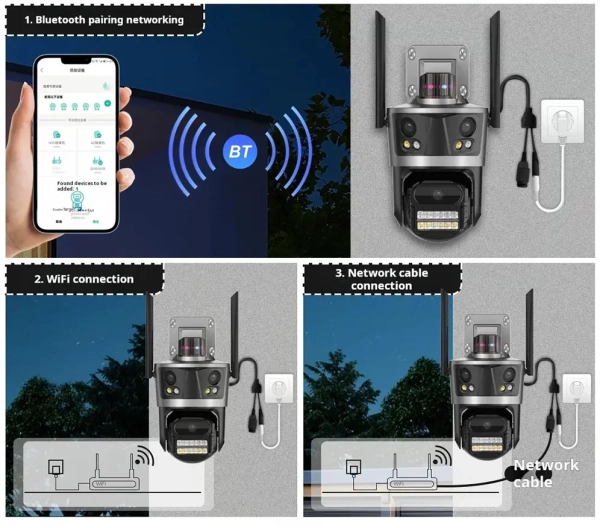 Зовнішня 8 MP IP WiFi камера QEARIM EP12-SP8M ICSEE 3 Лінзи