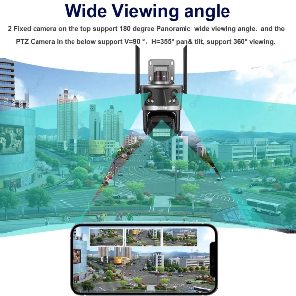 Зовнішня 8 MP IP WiFi камера QEARIM EP12-SP8M ICSEE 3 Лінзи