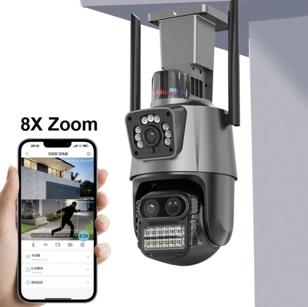 Зовнішня IP WiFi камера TOX EP11-QQ-6M-8X 9MP(3MP+3MP+3MP) Автостеження за людьми icsee