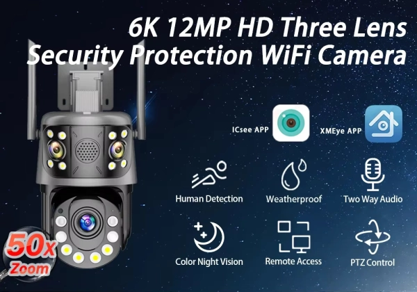 Зовнішня 12 MP 50X Зум IP WiFi камера 3 в 1 WS-Q212X ICSEE
