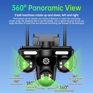 Зовнішня 15 MP IP камера Overscam Три об'єктива 6K автоматичне стеження WiFi ICSEE