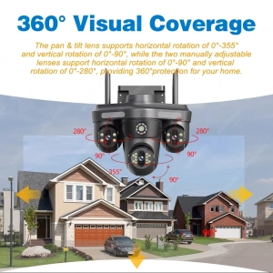 Зовнішня 15 MP IP камера Overscam Три об'єктива 6K автоматичне стеження WiFi ICSEE