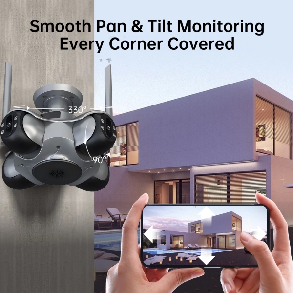 Зовнішня 20 MP IP камера Ansvicam 4 лінзи 10K автоматичне стеження WiFi FFVideo