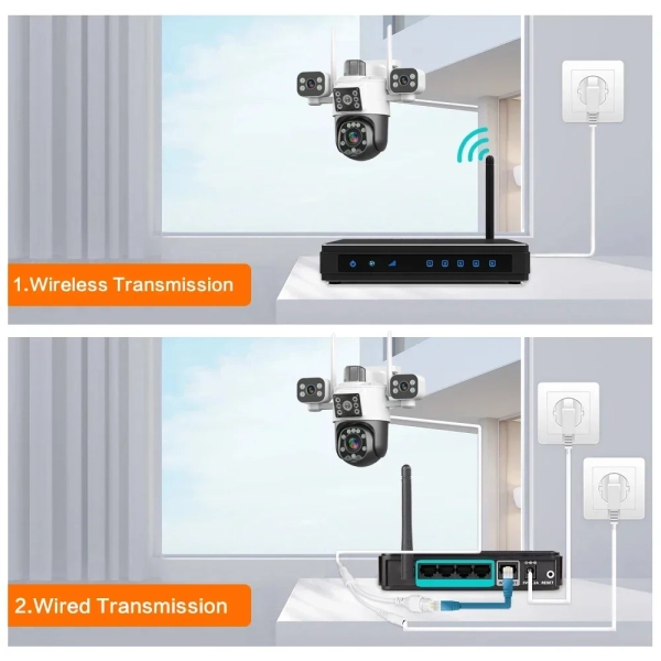 Зовнішня 15 MP IP камера Overscam 3 Три об'єктива 6K автоматичне стеження WiFi ICSEE