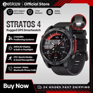 Смарт-годинник Zeblaze Stratos 4 з GPS AMOLED 1.43 Чорний