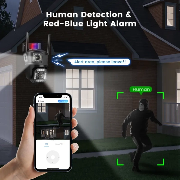 Зовнішня 12MP IP Камера 3 в 1 WiFi Поворотна Verto SC04 V380 PRO