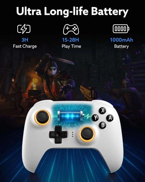 8BitDo Ultimate 2 Bluetooth Геймпад Switch, Switch 2, Windows, TMR, Еффект Холла White