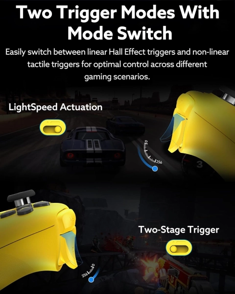 8BitDo Ultimate 2 Bluetooth Геймпад Switch, Switch 2, ПК з Windows, TMR, Еффект Холла Yellow