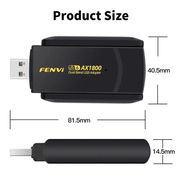 USB Wi-Fi 6 адаптер FENVI FU-AX1800 Mbps Dual Band 2.4G/5G із двома антенами Двохдіапазонний