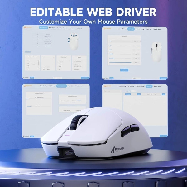 Миша ATTACK SHARK X8 Pro PAW 3395PRO Sensor,40K DPI,8K 2.4G/USB-C з кабелем/Bluetooth Біла
