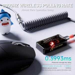 Миша ATTACK SHARK X8 ULTRA 42000 DPI PAW3950MAX,8K 2.4G/USB-C з кабелем/Bluetooth Black
