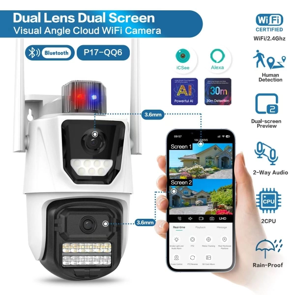 Зовнішня 8 MP IP WiFi камера TOX EP17-QQ-8M Автостеження за людиною ICSEE