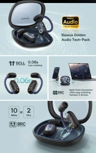 Навушники Baseus Eli Fit Open-Ear TWS спортивні амбушюри для бігу - black