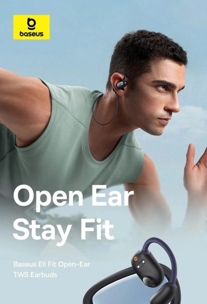 Навушники Baseus Eli Fit Open-Ear TWS спортивні амбушюри для бігу - black