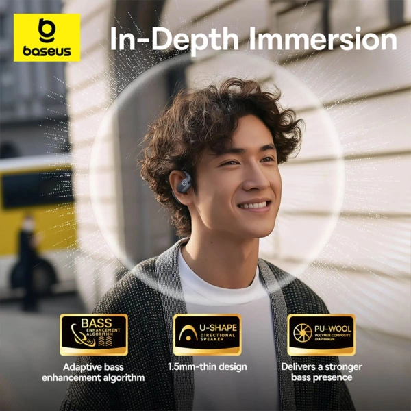 Навушники Baseus Eli 2i Fit Open-Ear TWS спортивні амбушюри для бігу  Black