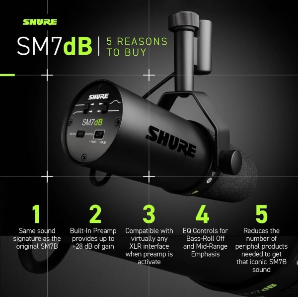 Мікрофон студійний Shure SM7DB Чорний