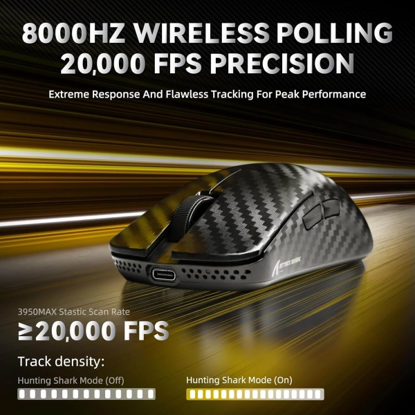 Миша ATTACK SHARK R11 ULTRA 42000 DPI, PAW3950 MAX, Carbon Shark, 8K,Black