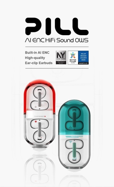 Навушники безпровідні Moondrop Pill Black-бездротові ENC, Bluetooth 6.0 Чорні