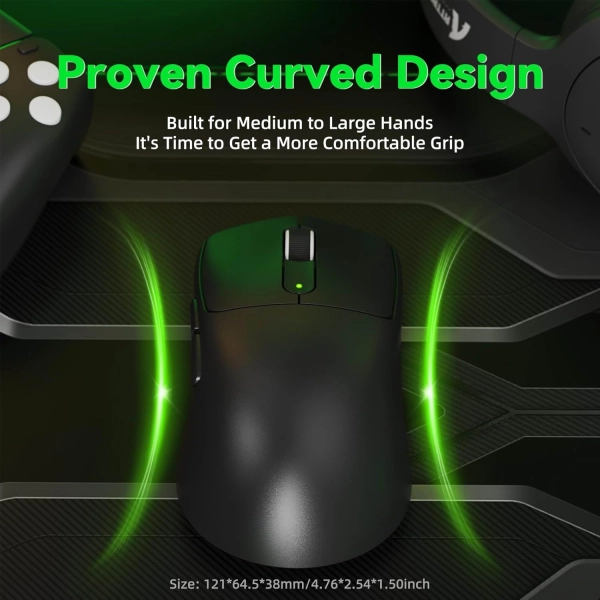 Бездротова миша ATTACK SHARK V5 42000 DPI PAW3950MAX,8K,Nordic 52840,Black