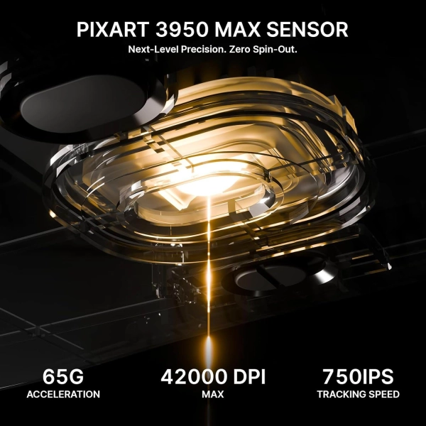 Безпровідна мишка ATTACK SHARK V8 42000 DPI PAW3950MAX Nordic 54L15 8K Black