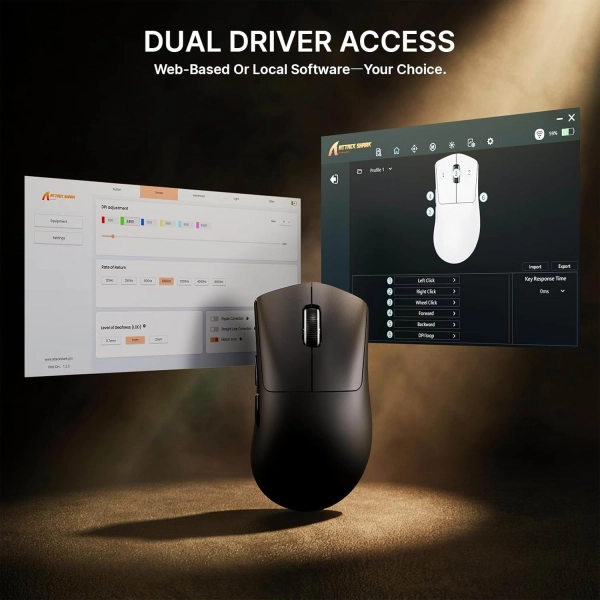 Безпровідна мишка ATTACK SHARK V8 42000 DPI PAW3950MAX Nordic 54L15 8K Black